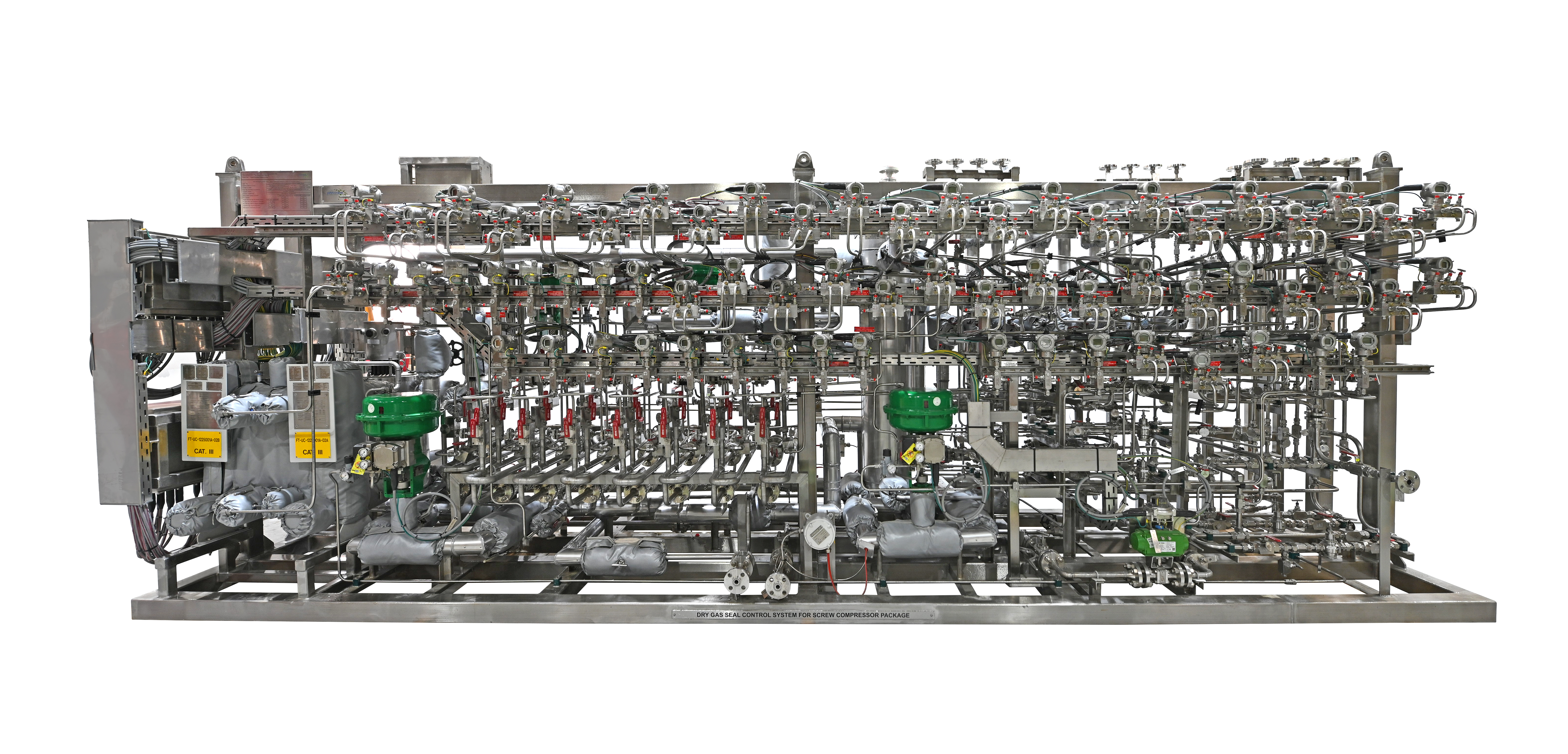 Large modular gas wellsite skid package with structural steel frame and piping